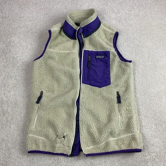 FLAWS Patagonia Retro-X Women’s Med Sherpa Deep Pile Fleece Vest Full Zip Jacket - Picture 1 of 16